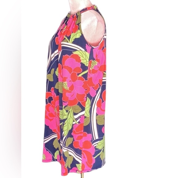 TRINA TURK NWT JUJU FLORAL SWIRL HALTER MINI DRESS NAVY MULTI MEDIUM - Picture 6 of 9